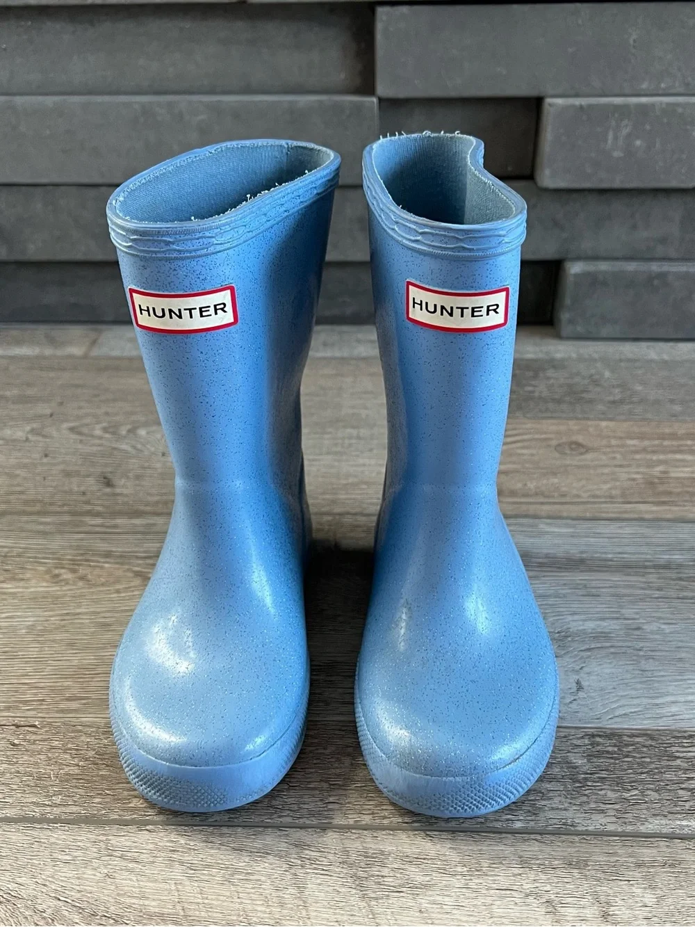 Hunter Kids Blue Sparkle Starcloud Boots Size 8